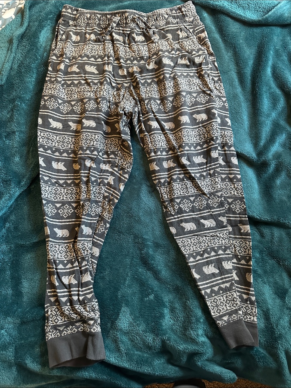 Mens Grey Bear-Pattern Jogger Sweatpants